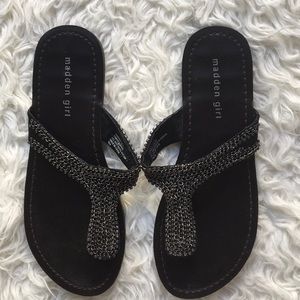 Madden girl dark brown and metallic slippers
